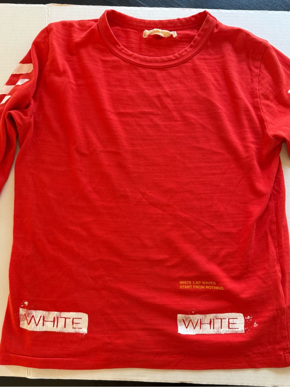 Off-White Diagonal Stripe Long Sleeve T-Shirt Red Men’s S “White Cap Waves”